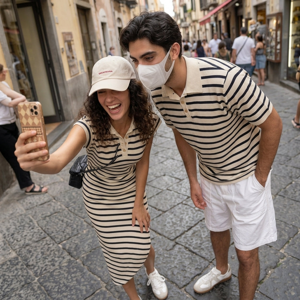 Striped Couples Dress & Shirt Set
