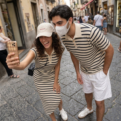 Striped Couples Dress & Shirt Set