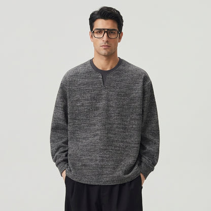 Faux-Layer Henley Sweatshirt