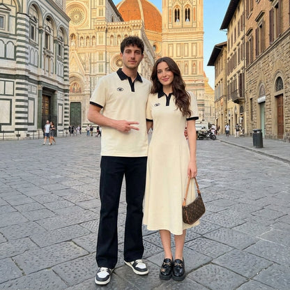 Ensemble couple robe col polo et T-shirt