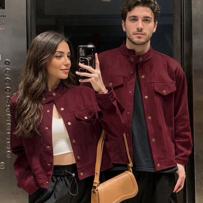 Chaqueta casual roja para parejas