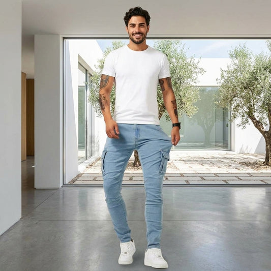 Jeans vintage da uomo a gamba slim