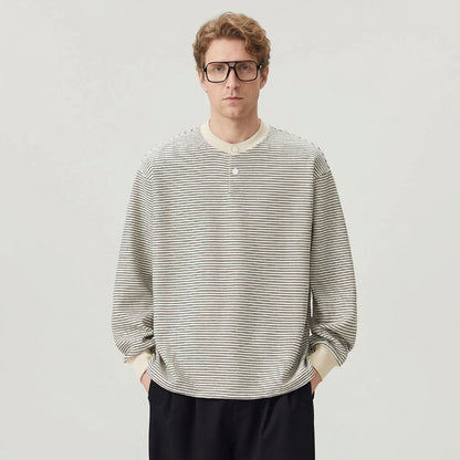 Gestreiftes Henley-Sweatshirt für Herren