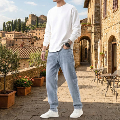 Gerade Herrenjeans mit Retro-Waschung