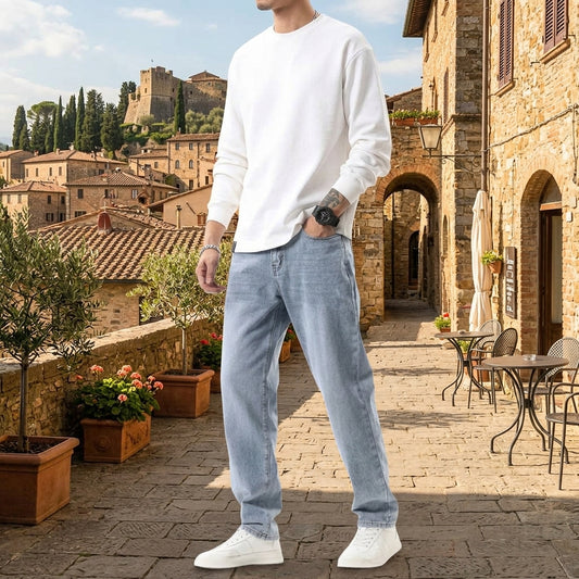 Gerade Herrenjeans mit Retro-Waschung