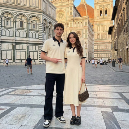 Ensemble couple robe col polo et T-shirt