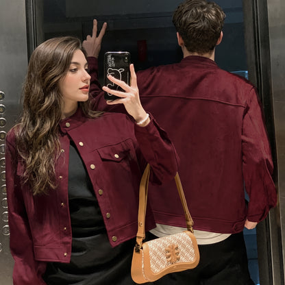 Chaqueta casual roja para parejas