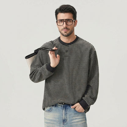 Gestreiftes Henley-Sweatshirt für Herren