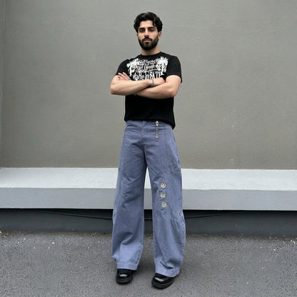 Weite Herrenjeans mit Sternen-Patchwork