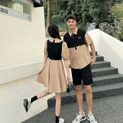 Forest-Print Couples Shirt & Dress Set