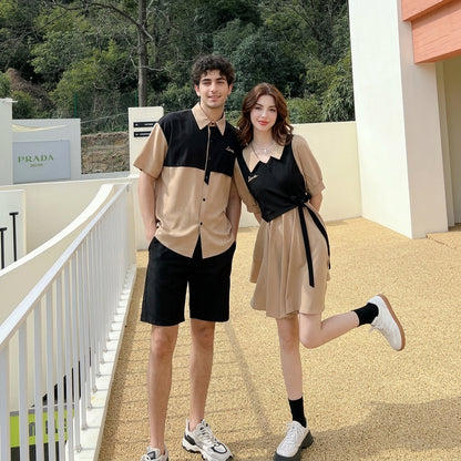 Forest-Print Couples Shirt & Dress Set