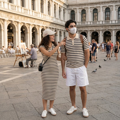 Striped Couples Dress & Shirt Set