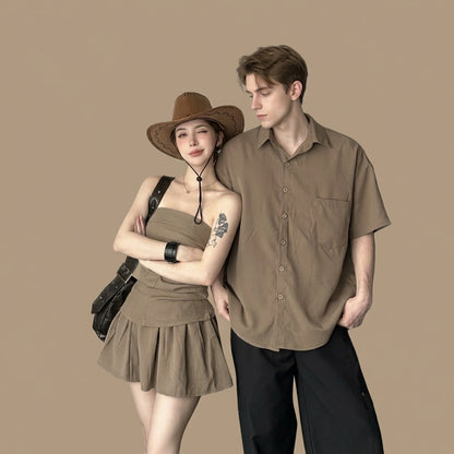 Ensemble couple top bustier et mini-jupe