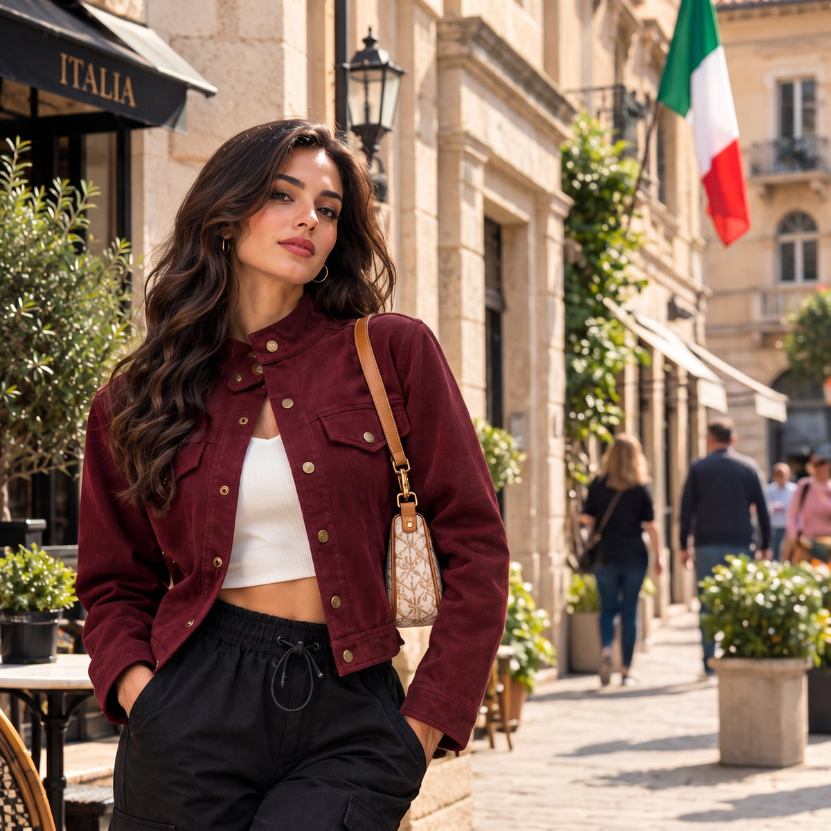 Chaqueta casual roja para parejas